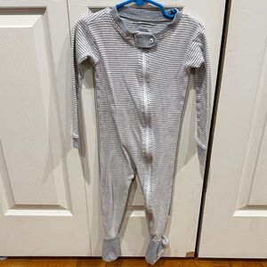 Burt's Bees Baby Gray Striped Footed One Piece